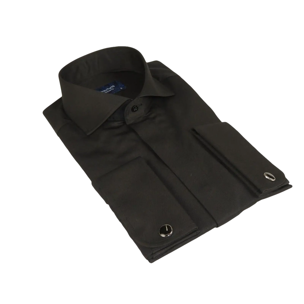 Men Sateen Cotton Blend Shirt Manschett Quesste Turkey Slim Fit 4130 - 03 Black - J.Valintin Men's Wear Legend - 96950