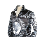 Men Satin Silky Shirt Oscar Banks Turkey Singer Stage Performer 6432 Black Lions - J.Valintin Men's Wear Legend - 74127