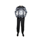 Men Satin Silky Shirt Oscar Banks Turkey Singer Stage Performer 6432 Black Lions - J.Valintin Men's Wear Legend - 74127
