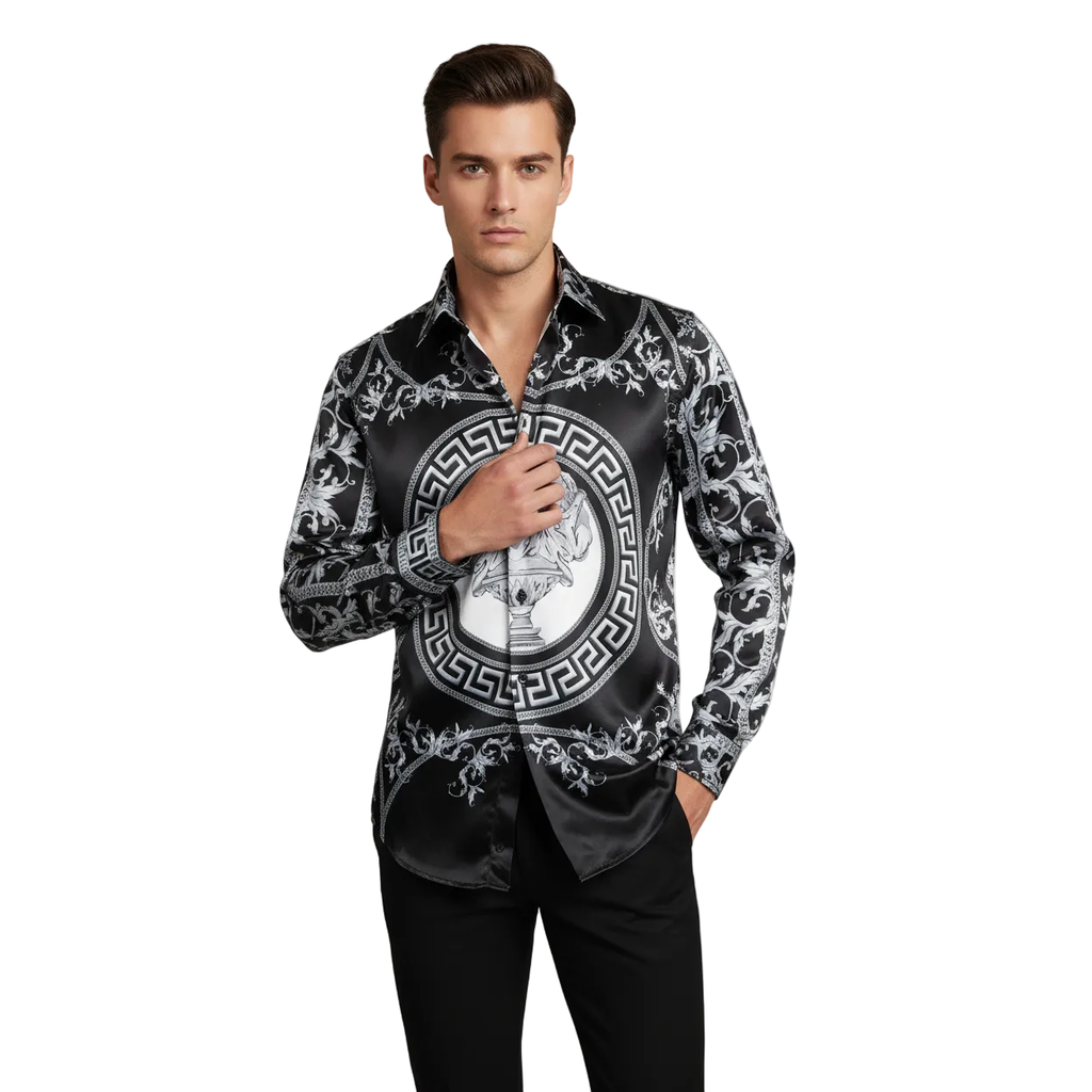 mens satin black dress shirt Amazon.com: Vssjavun Mens Dress Shirts Casual Button Down Satin Silk Shirt Loose Fit Party Prom Disco Tuxedo Shirts for Men Black : Clothing, Shoes & Jewelry