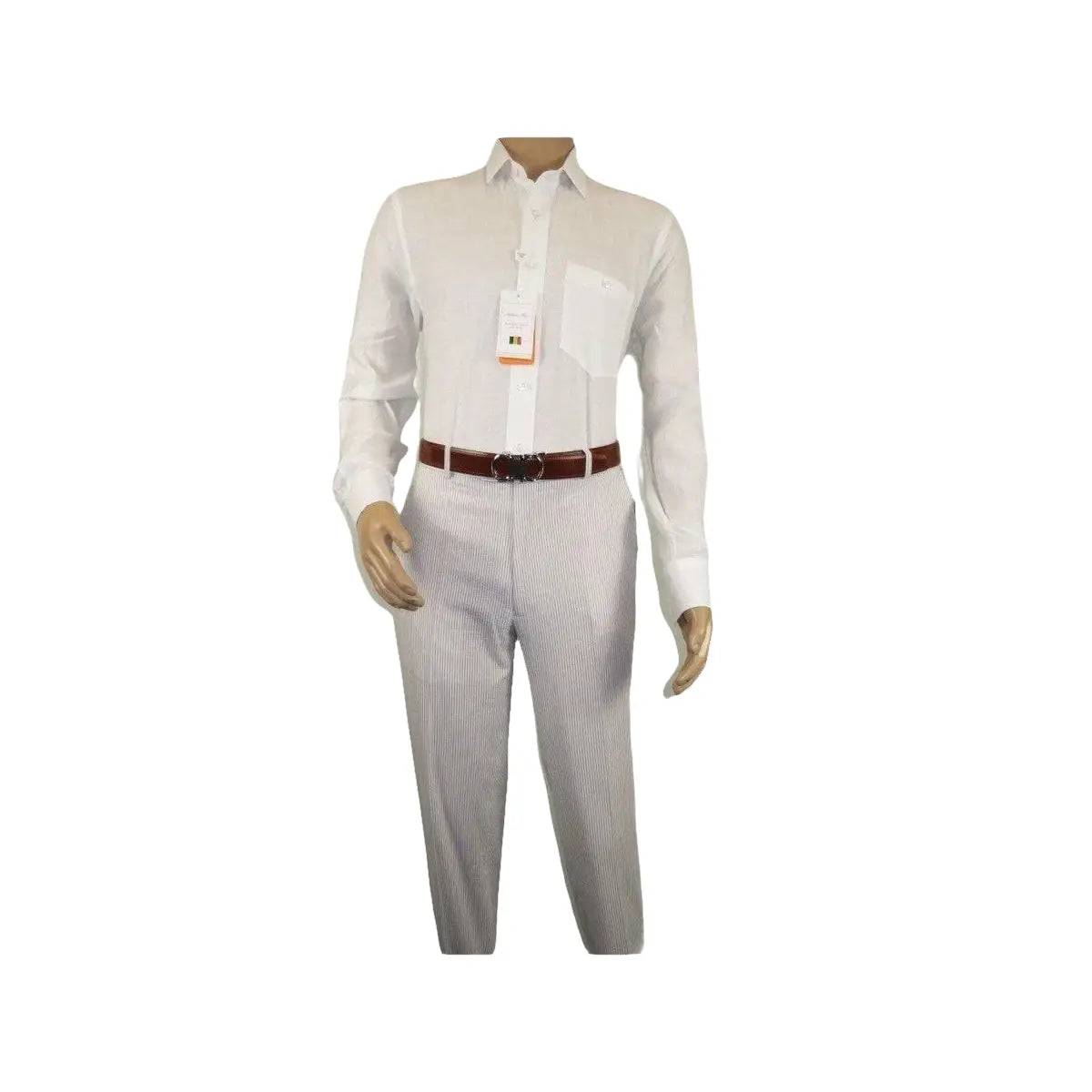 Men Seersucker Suit By Adolfo Stripe Casual Dressy Summer Suit 2 Button C624 Tan - J.Valintin Men's Wear Legend - 108766