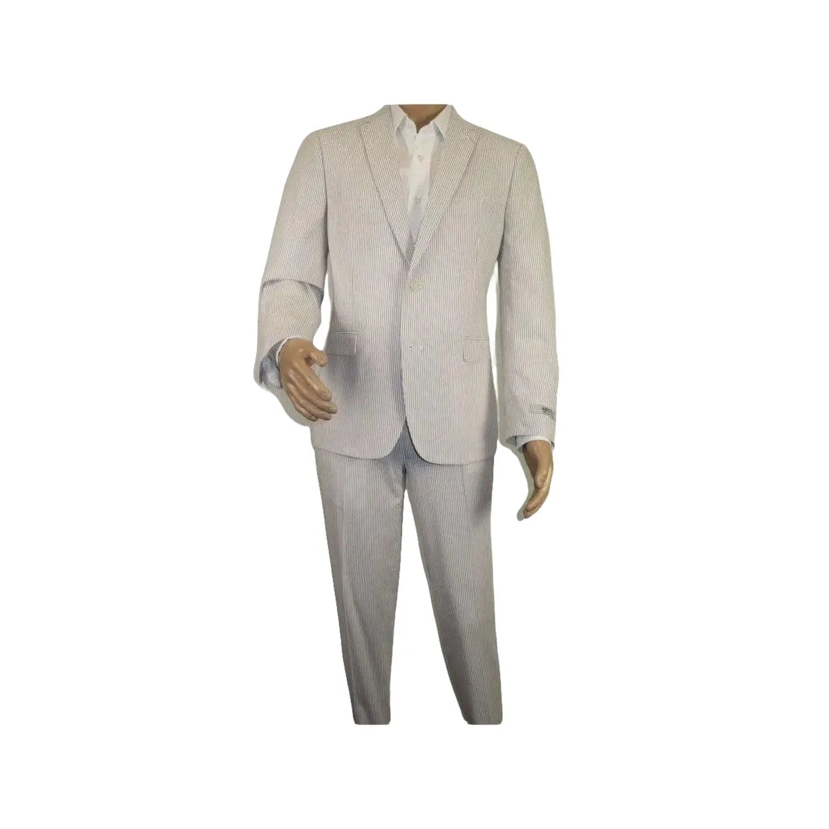 Men Seersucker Suit By Adolfo Stripe Casual Dressy Summer Suit 2 Button C624 Tan - J.Valintin Men's Wear Legend - 108766