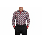 Men Shirt J.Valintin Turkey Egyption Cotton Axxess Style A113-10 Christmas Red
