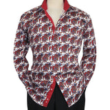 Men Shirt J.Valintin Turkey Egyption Cotton Axxess Style A113 - 10 Christmas Red - J.Valintin Men's Wear Legend - 3633