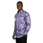 Men Shirt JValintin Turkey-Usa 100% Egyptian Cotton High Collar 1206-4 Purple