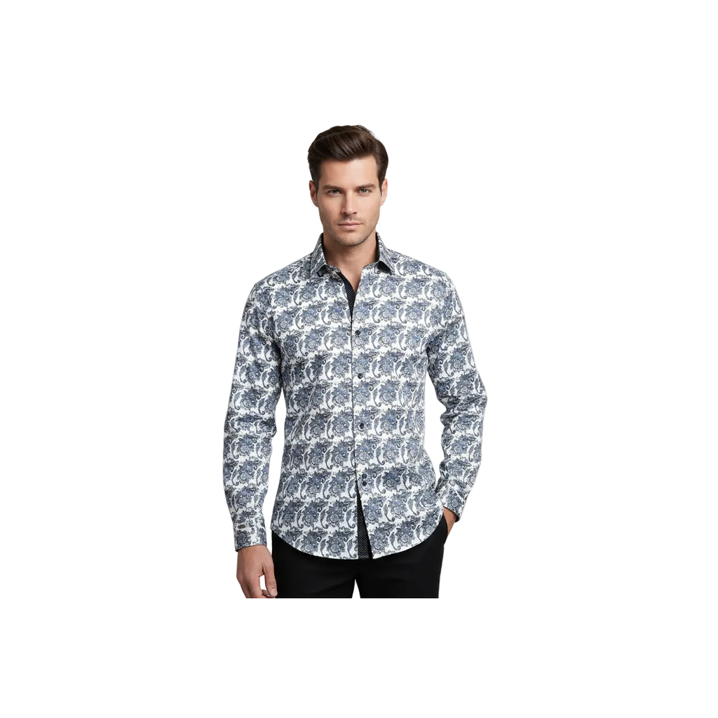 Men Shirt J.Valintin Turkey Usa 100% Egyptian Cotton High Neck A113-11 Blue