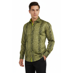 Men Shirt J.Valintin Turkey-Usa 100% Egyption Cotton High Collar 1646-08 Olive
