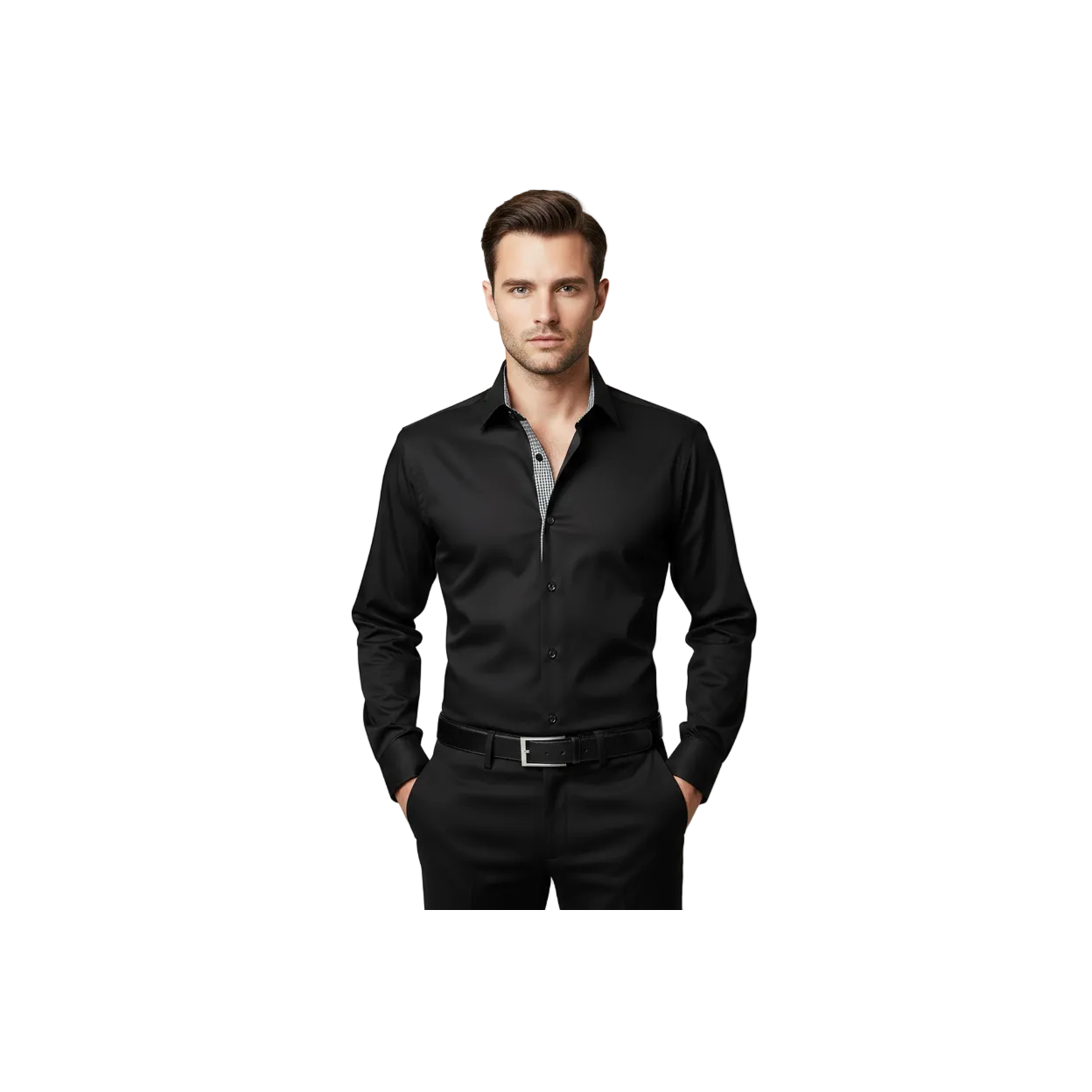 Men Shirt J.Valintin Turkey Usa Egyptian Cotton High Collar 6001 black