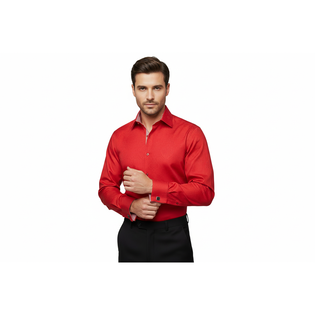 Men Shirt J.Valintin Turkey Usa Egyption Cotton High Collar 1514 Christmas Red