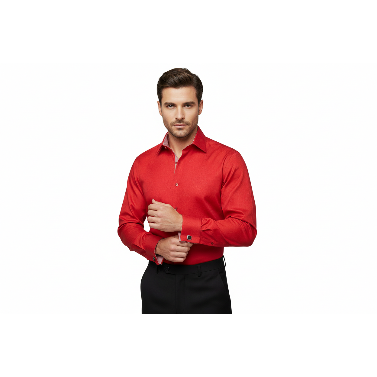 Men Shirt J.Valintin Turkey Usa Egyption Cotton High Collar 1514 Christmas Red