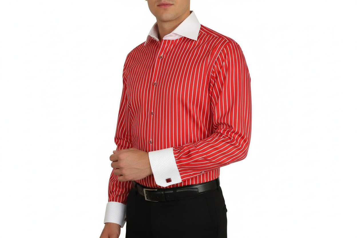 Men Shirt J.Valintin Turkey Usa Egyption Cotton Axxess Style 1594-24 Red