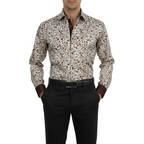 Men Shirt J.Valintin Turkey Usa Egyption Cotton High Collar 3325-1 Brown