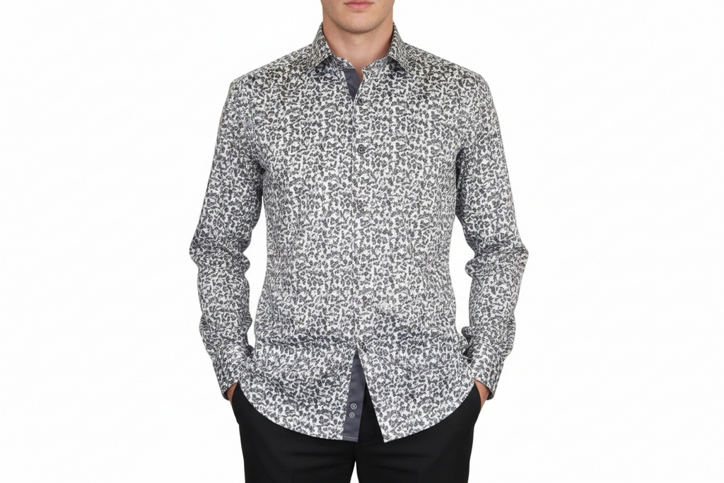 Men Shirt J.Valintin Turkey Usa Egyption Cotton Axxess Style 3T89-01 Gray