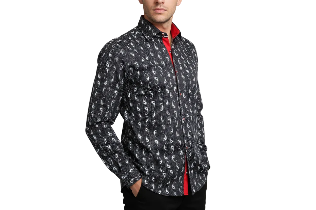 Men Shirt J.Valintin Turkey Usa Egyption Cotton Axxess Style 4S96-03 Black