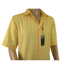 Men Short Sleeve Sport Shirt BASSIRI Light Weight Soft Microfiber 48201 Yellow - J.Valintin Men's Wear Legend - 99221