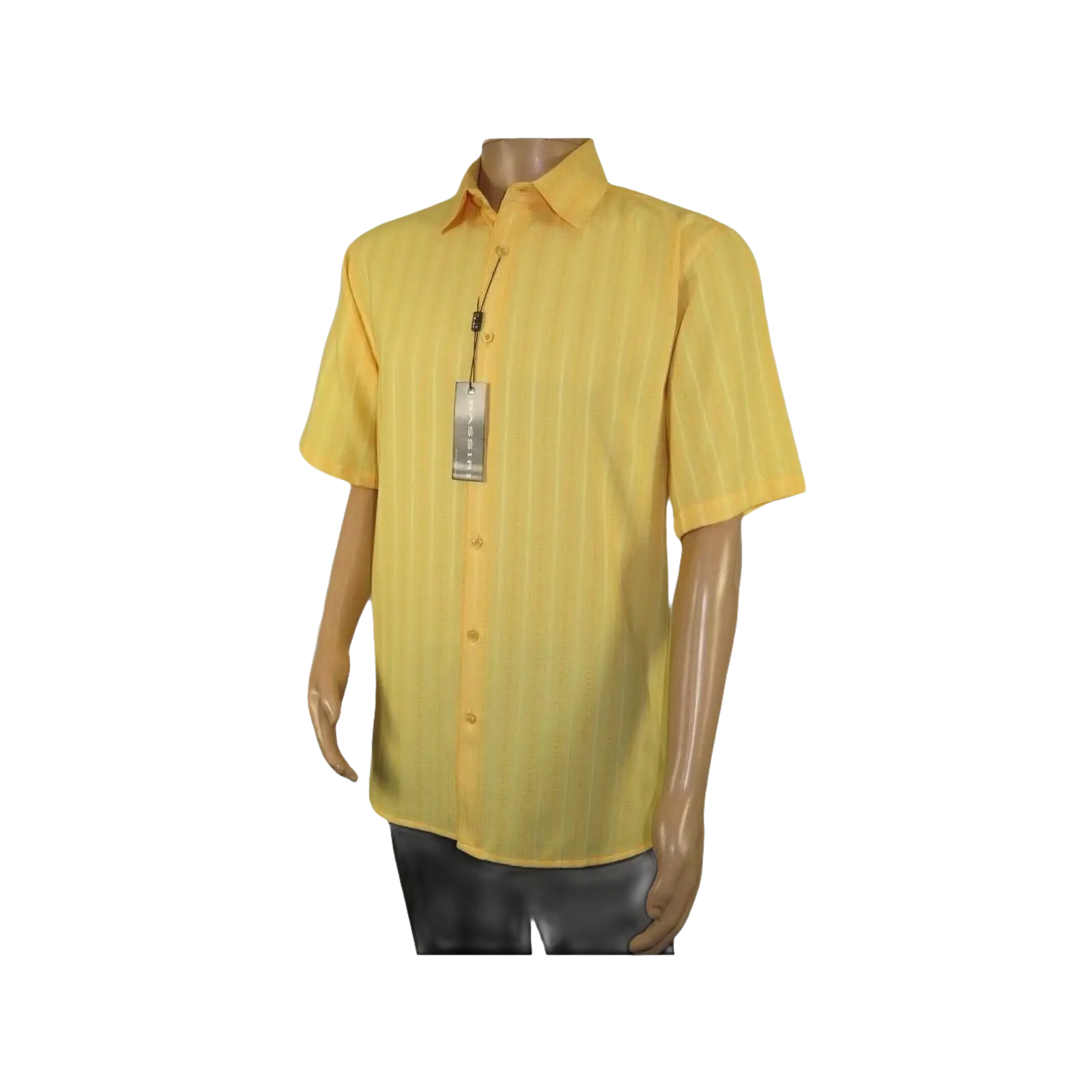 Men Short Sleeve Sport Shirt BASSIRI Light Weight Soft Microfiber 48201 Yellow - J.Valintin Men's Wear Legend - 99221