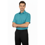 Men Short Sleeve Sport Shirt by BASSIRI Light Weight Soft Microfiber 60081 Teal