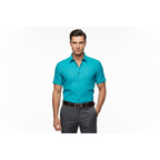 Men Short Sleeve Sport Shirt by BASSIRI Light Weight Soft Microfiber 60081 Teal