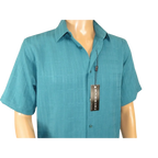Men Short Sleeve Sport Shirt by BASSIRI Light Weight Soft Microfiber 60081 Teal - J.Valintin Men's Wear Legend - 99173