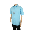 Men Short Sleeve Sport Shirt by BASSIRI Light Weight Soft Microfiber 61981 Teal - J.Valintin Men's Wear Legend - 99185