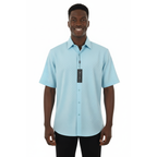 Men Short Sleeve Sport Shirt by BASSIRI Light Weight Soft Microfiber 61981 Teal