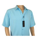 Men Short Sleeve Sport Shirt by BASSIRI Light Weight Soft Microfiber 61981 Teal - J.Valintin Men's Wear Legend - 99185