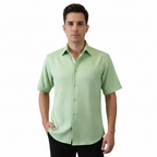 Men Short Sleeve Sport Shirt by BASSIRI Light Weight Soft Microfiber 61991 Green