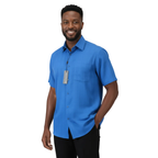 Men Short Sleeves Sport Shirt by BASSIRI Light Weight Soft Microfiber 60071 Blue
