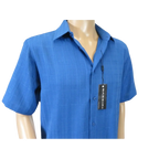 Men Short Sleeves Sport Shirt by BASSIRI Light Weight Soft Microfiber 60071 Blue - J.Valintin Men's Wear Legend - 99227