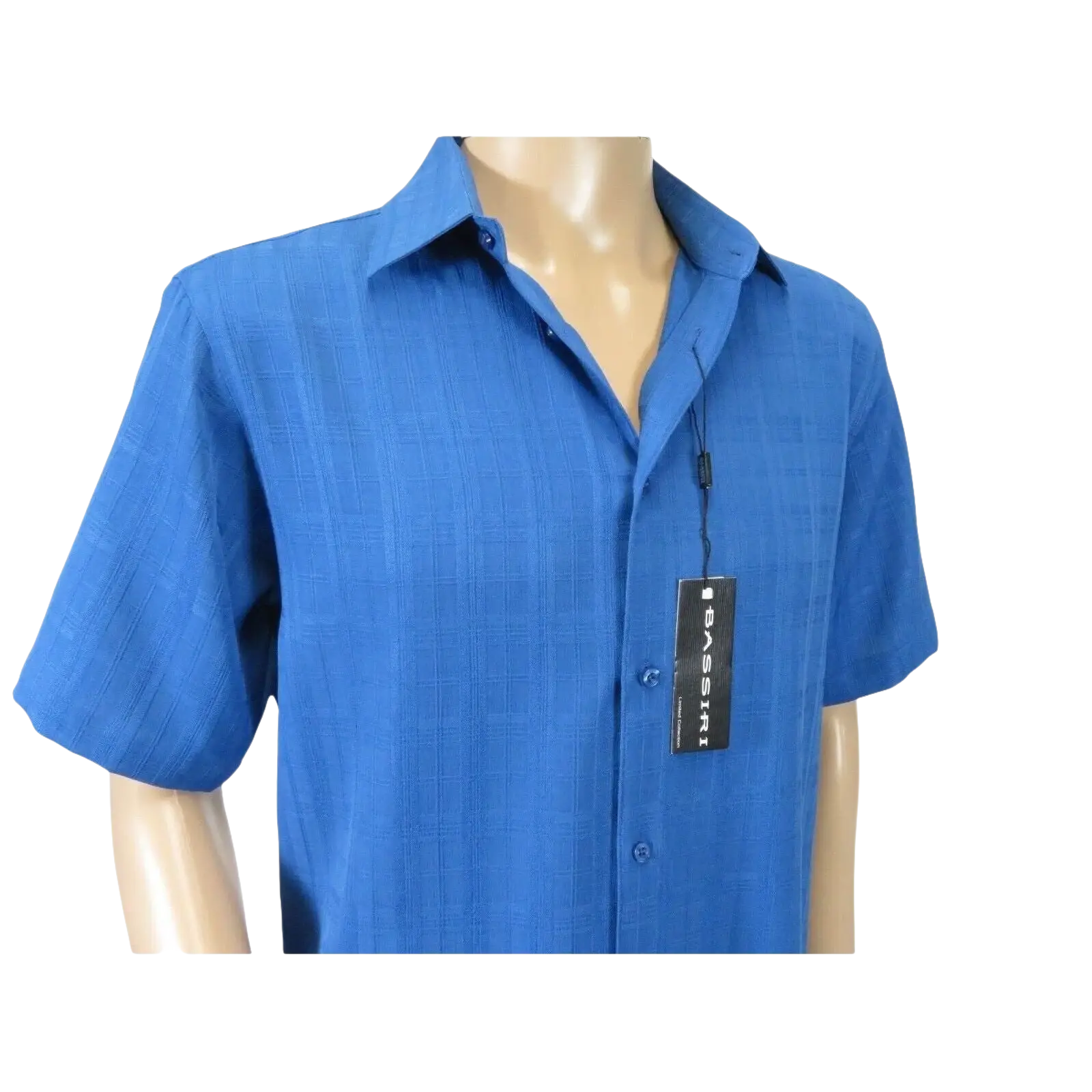 Men Short Sleeves Sport Shirt by BASSIRI Light Weight Soft Microfiber 60071 Blue - J.Valintin Men's Wear Legend - 99227