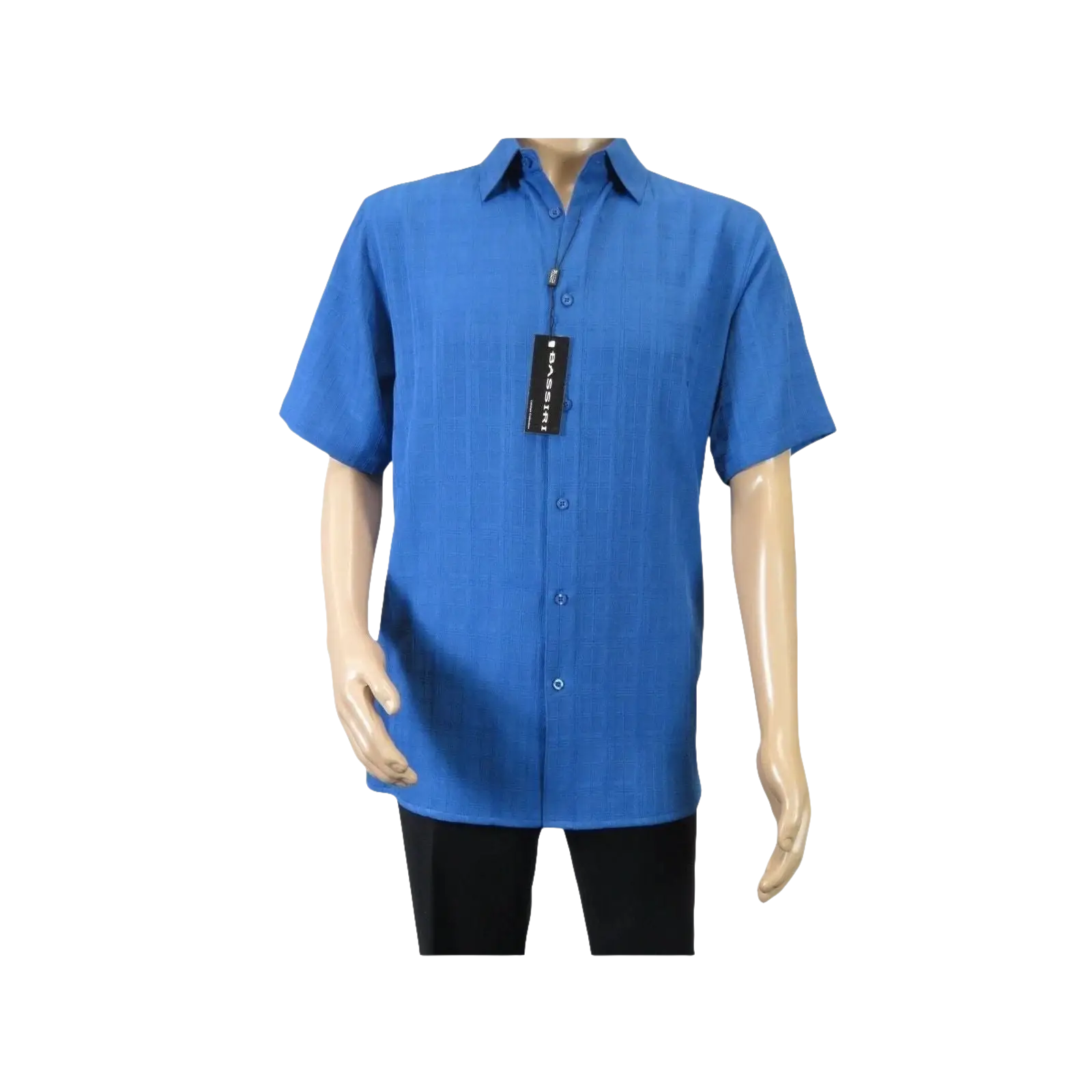 Men Short Sleeves Sport Shirt by BASSIRI Light Weight Soft Microfiber 60071 Blue - J.Valintin Men's Wear Legend - 99227