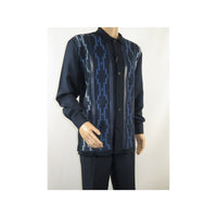 Men Silversilk 2pc Fancy walking leisure suit Italian woven knits 4407 Navy Blue - J.Valintin Men's Wear Legend - 98040