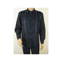 Men Silversilk 2pc Fancy walking leisure suit Italian woven knits 4411 Navy Blue - J.Valintin Men's Wear Legend - 98022