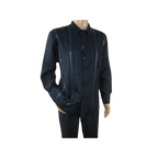 Men Silversilk 2pc Fancy walking leisure suit Italian woven knits 4411 Navy Blue - J.Valintin Men's Wear Legend - 98022
