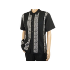 Men Silversilk 2pc walking leisure Matching Suit Italian woven knits 51011 Black - J.Valintin Men's Wear Legend - 100075