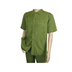 Men Silversilk 2pc walking leisure Matching Suit Italian woven knits 51016 Green - J.Valintin Men's Wear Legend - 100105