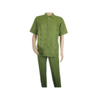 Men Silversilk 2pc walking leisure Matching Suit Italian woven knits 51016 Green - J.Valintin Men's Wear Legend - 100105