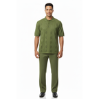 Men Silversilk 2pc walking leisure Matching Suit Italian woven knits 51016 Green