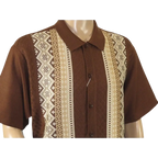 Men Silversilk 2pc Walking Leisure Matching Suit Italian Woven Knits 71003 Brown - J.Valintin Men's Wear Legend - 71003 - Brown - M