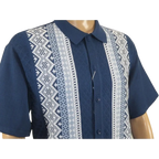 Men Silversilk 2pc Walking Leisure Matching Suit Italian Woven Knits 71003 Navy - J.Valintin Men's Wear Legend - 71003 - Navy - M
