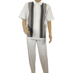 Men Silversilk 2pc Walking Leisure Matching Suit Italian Woven Knits 71003 White - J.Valintin Men's Wear Legend - 71003 - White - M
