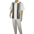 Men Silversilk 2pc Walking Leisure Matching Suit Italian Woven Knits 71003 White - J.Valintin Men's Wear Legend - 71003 - White - M