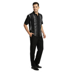 Men Silversilk 2pc Walking Leisure Matching Suit Italian Woven Knits 71032 Black - J.Valintin Men's Wear Legend - 71032 - Black - M