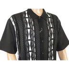 Men Silversilk 2pc Walking Leisure Matching Suit Italian Woven Knits 71032 Black - J.Valintin Men's Wear Legend - 71032 - Black - M