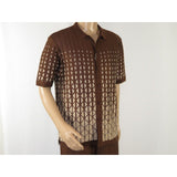 Men Silversilk 2pc walking leisure suit Italian woven knits 3115 Brown Beige - J.Valintin Men's Wear Legend - 95671