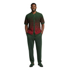 Men Silversilk 2pc walking leisure suit Italian woven knits 3115 Green Red - J.Valintin Men's Wear Legend - 95681