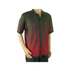 Men Silversilk 2pc walking leisure suit Italian woven knits 3115 Green Red - J.Valintin Men's Wear Legend - 95681