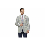 Men Sport Coat by Berlusconi Turkey Italian Wool Super 180's #671-13 Gray Blue