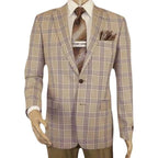 Men Sport Coat by Berlusconi Turkey Italian Wool Super 180's #671 - 15 Tan Burg - J.Valintin Men's Wear Legend - 98952