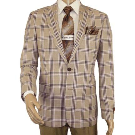 Men Sport Coat by Berlusconi Turkey Italian Wool Super 180's #671 - 15 Tan Burg - J.Valintin Men's Wear Legend - 98952